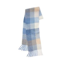 thumbnail for Women's winter scarf double-sided rainbow plaid shawl long seahorse fur color-block scarf with men's tassels