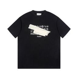 thumbnail for Margiela Margiela MM6 Calendar Alphanumeric Cross-border Short-sleeved Four-corner Inverted Embroidered T-shirt for Men and Women