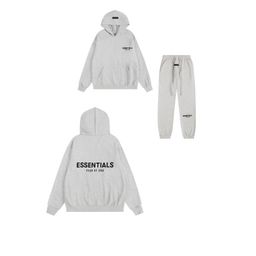 thumbnail for New Fear of God Essentials Flocked Letters Men's and Women's Casual Loose Velvet Hooded Sweatshirt Trendy