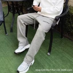 thumbnail for Essentials Trendy High Street American Style Autumn and Winter Fleece-Lined Sweatpants Straight-Leg Long Pants for Men All Seasons
