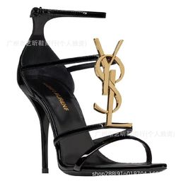 thumbnail for Women's 2024 Summer New Sexy All-match Sandals Stiletto Heel Open Toe Black High-heeled Pumps Patent Leather