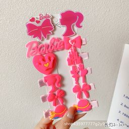 thumbnail for Grampo de cabelo Barbie de tecido infantil para meninas de novo estilo, clipe de franja lateral para menina, grampo de cabelo fofo que não danifica o cabelo.