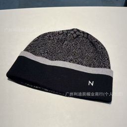 thumbnail for Cross-border autumn and winter warm hats, men's and women's outdoor cold-proof knitted hats, cold hats, plaid curled letter beanies, in stock