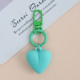 thumbnail for Candy color rubber peach heart three-dimensional resin keychain pendant frosted feel headphone case car keychain pendant