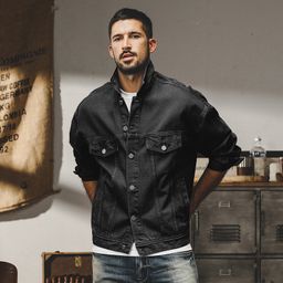 thumbnail for Jaqueta jeans retrô clássica americana Jerryeno para homens, jaqueta de outono Aso T Dopamina primavera e outono para homens.