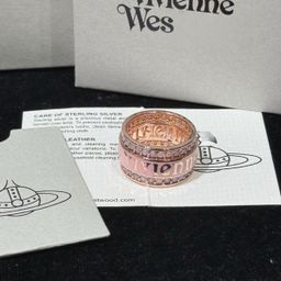 thumbnail for Queen Xi Tai's wide-style baked paint full diamond letter Saturn ring, personalized trendy fashion York Planet couple ring