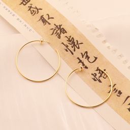 thumbnail for Cross-border foreign trade large round hoop earrings, copper gold-plated plain hoop, simple, versatile, high-end women's earrings, s925 silver needle