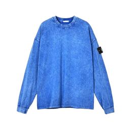 thumbnail for Foreign Trade Cross-Border Stone Washed Vintage Round Neck Loose Base Long-Sleeve Sweatshirt T-Shirt Dropshipping Island Trend