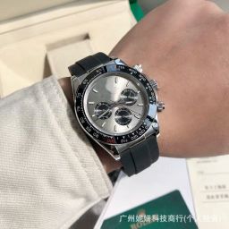 thumbnail for C factory 4131 Daytona 4130 multi-function watch automatic mechanical watch panda di green gold di rainbow di rubber