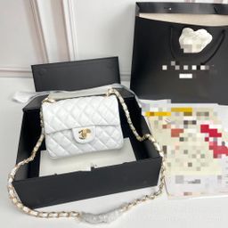 thumbnail for 2025 New Style Small Fragrant Rhombus Genuine Leather Chain Bag Women's Shoulder Crossbody Bag Fashionable and Versatile Small Square Bag