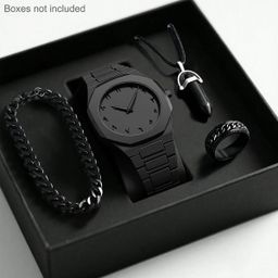 thumbnail for 2026 Men's Watch, Light Luxury, High-End, Simple and Fashionable Quartz Watch, Black Large Dial Set, Pointer Type