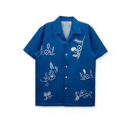 thumbnail for Hot-Selling European Size Short-Sleeved Printed Shirt for Men, Retro Hong Kong Style Hip-Hop Beach Couple Casual Loose Shirt