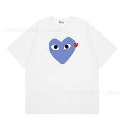 thumbnail for 2025 Japanese Trendy Brand New Pla川久 Love Small Label Embroidery Big Heart Print Unisex Couple Short Sleeve T-Shirt