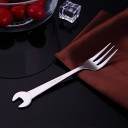thumbnail for 304 Stainless Steel Spoon Creative Wrench Spoon Fork Two-piece Thickened Gift Spoon Household Spoon Fruit Fork