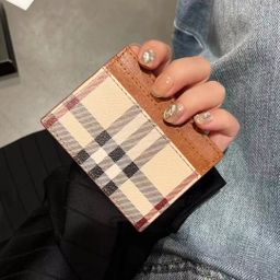 thumbnail for Directly Approved from the Manufacturer, Ready-Made Second-Hand Card Holder, Coin Purse, Double-Sided Card Slot, Plaid Cosmetics Bag, Trendy Brand, Big-Name Leather