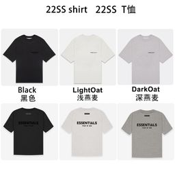 thumbnail for 2022SS Short-sleeve T-shirt, black flocked ESSENTIALS trendy brand Jersey T-shirt, cross-border