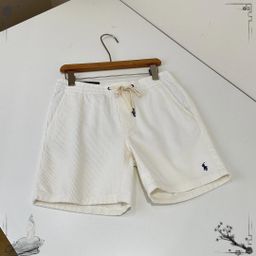 thumbnail for Rl Raff Pony Logo Embroidered Corduroy Breathable Versatile Pants Summer Five-Point Pure Cotton Loose Shorts Men's Casual