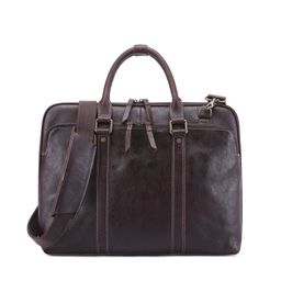 thumbnail for Top-grain cowhide men's business brown genuine leather briefcase, men's shoulder bag, premium laptop handbag