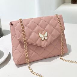 thumbnail for 女士2025新款绣花小方包蝴蝶装饰韩版休闲单肩包斜挎女包一件代发