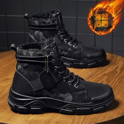 thumbnail for Botas masculinas populares ao ar livre, estilo Martin, tamanho grande, quatro estações, tecido, padrão camuflado, com veludo espesso, atacado.