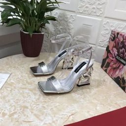 thumbnail for European Station DG Casual Leather Shoes Silver Sea Cucumber Cowhide Women's Shoes Slippers Explosive Sandals High Heel Comfortable