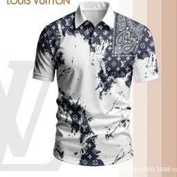 thumbnail for Nova camisa polo masculina transfronteiriça da Amazon com lapela, manga curta, secagem rápida, impressão 3D, absorção de umidade e estilo retrô.