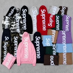 thumbnail for Cross-border 25FW SUPremeBIG LOGO Embroidered Fleece-Lined Heavyweight Hooded Sweatshirt, Popular Fall/Winter Letter Design
