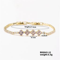thumbnail for Cross-border bestselling accessories light luxury trend INS personalized zircon floral bracelet simple lucky flower necklace for women wholesale