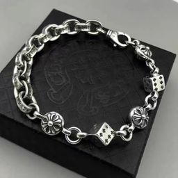 thumbnail for New Aggressive Thai Silver Cross Bracelet Men&#039;s Trendy European and American Retro Bracelet Thick
