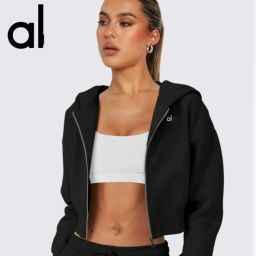 thumbnail for al sweatshirt women's street European and American cropped cardigans hooded yoga clothes zipper long sleeve tops athleisure jackets