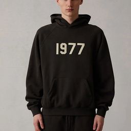 thumbnail for 2022SS hooded sweater 1977 flocking ESSENTIALS new fleece-lined tide brand cross-border hot sale