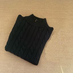 thumbnail for RL Raff Pony Embroidered Men's Cable Sweater Classic Cotton Half Zip Knit