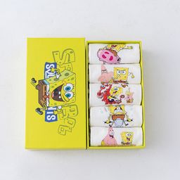 thumbnail for Socks in a Box with Spongebob Print, Short Tube Summer Cotton Cartoon Boat Socks, Low-Cut, College Style, Breathable and Cool