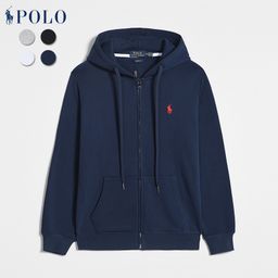thumbnail for Spring and Autumn Paul Long Sleeve Sweatshirt Men's Casual Cotton Solid Color Embroidered Pony Logo Zipper Pullover Cardigan Sweatshirt