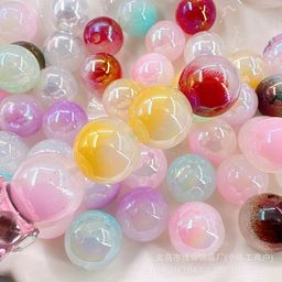 thumbnail for Fresh jelly dual-color UV acrylic round bead perforated bead DIY bead pen phone chain bag hanging accessories accessories