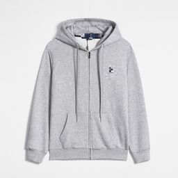 thumbnail for RL Versatile Spring and Autumn Men's Thin Plus Size Hooded Cardigan Solid Color Zipper Sweatshirt Polo Pony Embroidered Jacket Casual