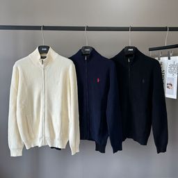 thumbnail for Classic RL Embroidered Pony Cotton Knitted Zipper Cardigan Sweater Elegant Fashion All-match