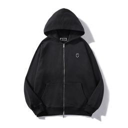 thumbnail for BAPE hoodie autumn and winter terry ape head small label embroidery loose and versatile zipper hooded sweatshirt cardigan jacket trend