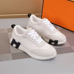 thumbnail for European Station 2025 New H Family Men's Shoes Genuine Leather Thick-soled Shock-Absorbing Running Shoes Casual White Shoes Sneakers