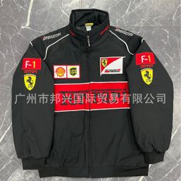 thumbnail for F1 Embroidered Racing Suit Motorcycle Riding Jacket Fully Embroidered Racing Suit Embroidered Winter Cotton Jacket Custom-Made