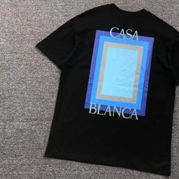 thumbnail for New Casablanca short-sleeved niche trendy brand personality blue dazzling door red letter casa print T-shirt