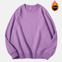 thumbnail for Primavera y otoño color sólido cuello redondo Terry suéter hombres y mujeres logo impreso ropa de trabajo clase uniforme manga larga suéter al por mayor