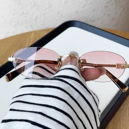 thumbnail for Korean version of the new fashion frameless old money style sunglasses women's travel photo shading trend plain makeup versatile sunglasses