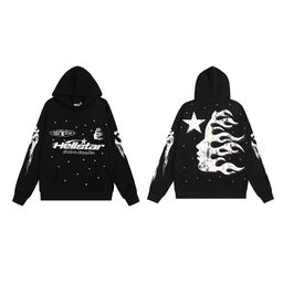 thumbnail for Cross-border new European and American Hell Star tide brand loose retro letter print hooded sweatshirt trousers trend