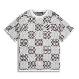 thumbnail for 跨境新款T恤 2025新款棋盘格字母3D印花休闲宽松男女情侣短袖上衣