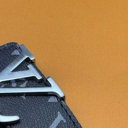 thumbnail for New L Men's Letter High-End Leather Belt with Plaid Pattern and Smooth Buckle, Suitable for Business Casual and Young Professionals