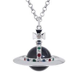 thumbnail for Queen Vivienne ORB Large 30mm Colored Bead Diamond 3D Saturn Necklace Sweater Chain