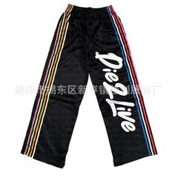 thumbnail for Fall/Winter 2024 New American Retro Washed Simple Stripe Print Loose Casual Straight Wide-leg Pants Men