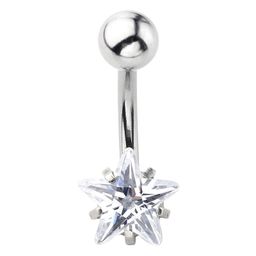 thumbnail for AliExpress Amazon Piercing de aço de titânio pentagrama zircão umbigo joias piercing joias para o corpo brincos atacado