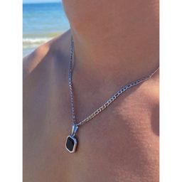 thumbnail for 2026 K3760 Cross-Border Export Dropshipping New Black Spray-Painted Pendant Necklace with Stainless Steel Chain